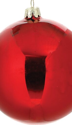 Κόκκινη Γυάλινη Γυαλιστερή Χριστουγεννιάτικη Μπάλα 8cm