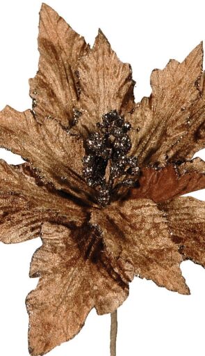 Καφέ Χριστουγεννιάτικο Διακοσμητικό Λουλούδι 25cm