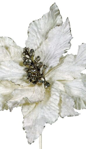 Λευκό Χριστουγεννιάτικο Λουλούδι 25cm