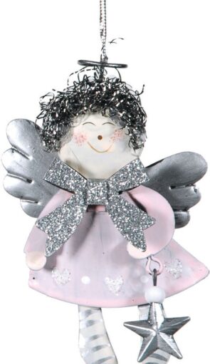 Μεταλλικό Ξύλινο Κρεμαστό Χριστουγεννιάτικο Στολίδι 10cm