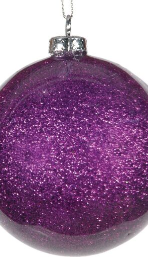 Μώβ Πλαστική Γυαλιστερή Χριστουγεννιάτικη Μπάλα Με Γκλίτερ 10cm