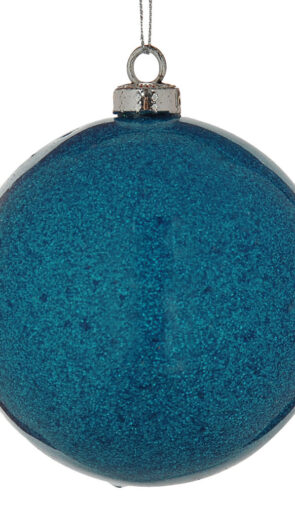 Μπλέ Πλαστική Γυαλιστερή Χριστουγεννιάτικη Μπάλα Με Γκλίτερ 8cm
