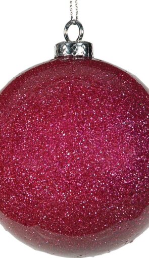 Μώβ Πλαστική Γυαλιστερή Χριστουγεννιάτικη Μπάλα Με Γκλίτερ 8cm