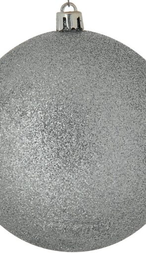 Ασημί Πλαστική Χριστουγεννιάτικη Μπάλα Με Γκλίτερ 4cm