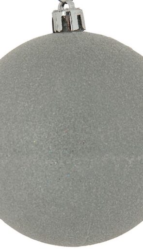 Ασημί Πλαστική Χριστουγεννιάτικη Μπάλα Με Γκλίτερ 8cm