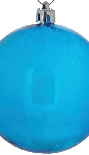 Μπλέ Πλαστική Διάφανη Χριστουγεννιάτικη Μπάλα 10cm