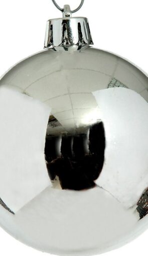 Ασημί Πλαστική Γυαλιστερή Χριστουγεννιάτικη Μπάλα 4cm
