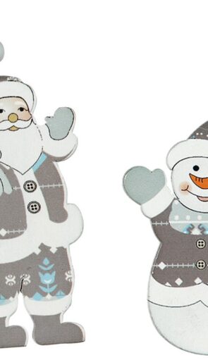 Ξύλινα Κρεμαστό Χριστουγεννιάτικο Στολίδια 8cm ,Σετ 4 Τεμαχίων ,(2 Σχέδια)