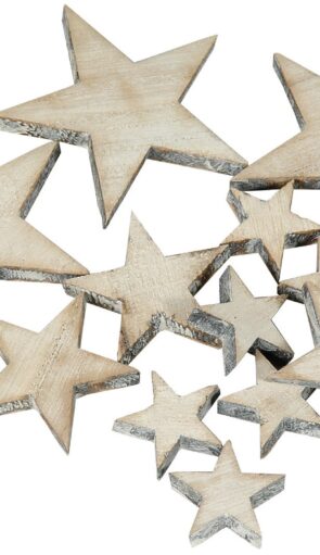 Ξύλινα Διακοσμητικά Χριστουγεννιάτικα Αστέρια ,2 Εώς 6cm ,Σέτ 12 Τεμαχίων
