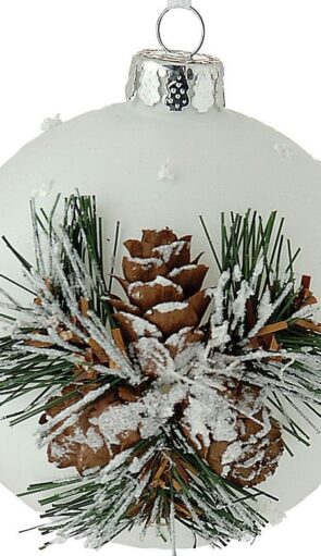 Λευκή Γυάλινη Χριστουγεννιάτικη Μπάλα 10cm