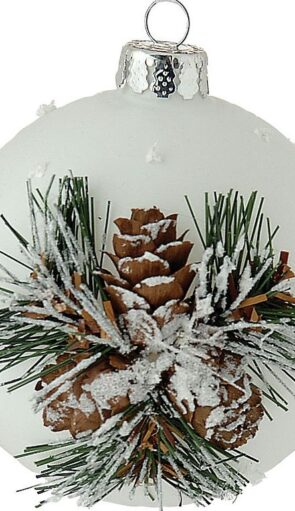 Λευκή Γυάλινη Χριστουγεννιάτικη Μπάλα 8cm