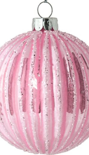 Ρόζ Γυάλινη Χριστουγεννιάτικη Μπάλα 8cm