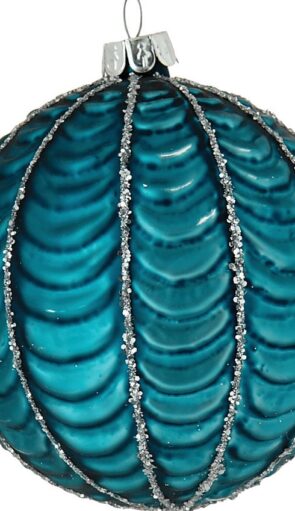 Μπλέ Γυάλινη Χριστουγεννιάτικη Μπάλα 10cm