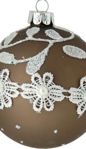 Καφέ Γυάλινη Χριστουγεννιάτικη Μπάλα 8cm