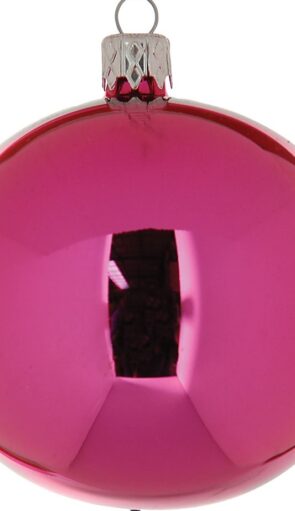 Μώβ Γυαλιστερή Γυάλινη Χριστουγεννιάτικη Μπάλα 8cm