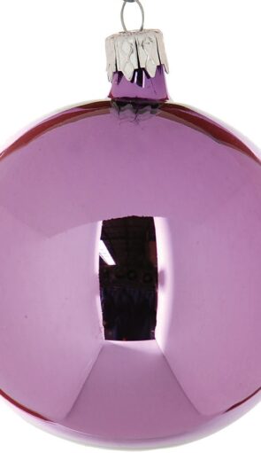 Μώβ Γυαλιστερή Γυάλινη Χριστουγεννιάτικη Μπάλα 10cm