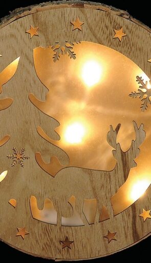 Ξύλινη Φιγούρα Με Led Φωτισμό Μπαταρίας 30(Η) x 30 x 3cm