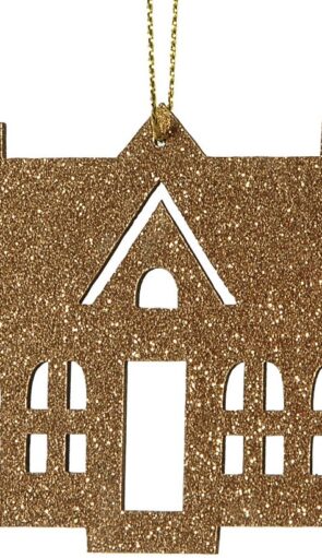 Ξύλινο Κρεμαστό Χριστουγεννιάτικο Στολίδι Με Glitter 8 x 6(h)cm