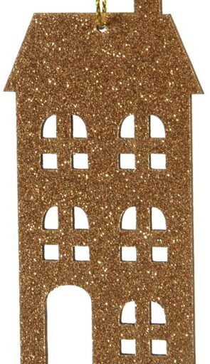 Ξύλινο Κρεμαστό Χριστουγεννιάτικο Στολίδι Με Glitter 4 x 8(h)cm