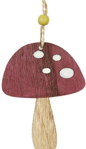 Ξύλινο Κρεμαστό Χριστουγεννιάτικο Στολίδι Μανιτάρι 10cm