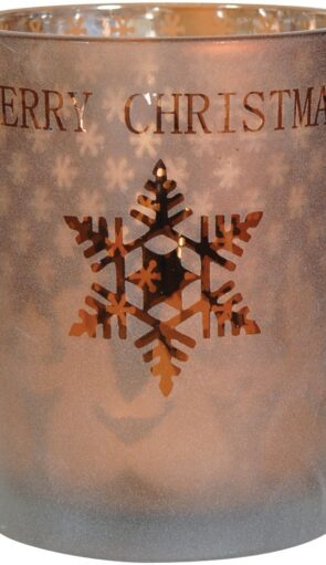 Γυάλινο Χριστουγεννιάτικο Διακοσμητικό Κηροπήγιο 10 x 12.5(h)cm