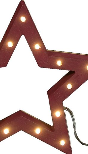 Μώβ Ξύλινο Διακοσμητικό Αστέρι Με Led Φωτισμό,20(Η) x 22 x 3cm