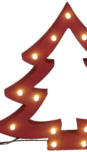 Μώβ Ξύλινο Διακοσμητικό Δέντρο Με Led Φωτισμό,20(Η) x 22 x 3cm