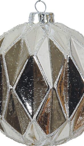 Ασημί Γυάλινη Χριστουγεννιάτικη Μπάλα 10cm