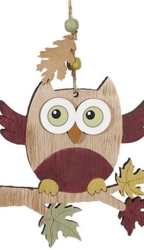 Ξύλινο Κρεμαστό Χριστουγεννιάτικο Στολίδι Κουκουβάγια 12cm