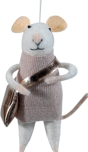 Λούτρινο Κρεμαστό Χριστουγεννιάτικο Στολίδι Ποντίκι 12cm