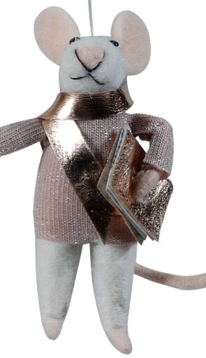 Λούτρινο Κρεμαστό Χριστουγεννιάτικο Στολίδι Ποντίκι 13cm