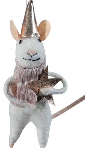 Λούτρινο Κρεμαστό Χριστουγεννιάτικο Στολίδι Ποντίκι 12cm