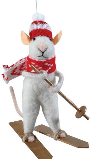 Πάνινο Χριστουγεννιάτικο Στολίδι Ποντίκι  8 x 5 x 13 (h)cm