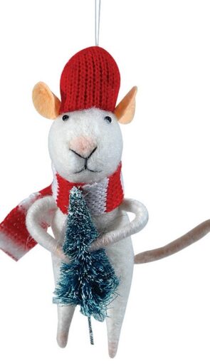 Πάνινο Χριστουγεννιάτικο Στολίδι Ποντίκι 6 x 4 x 13 (h)cm