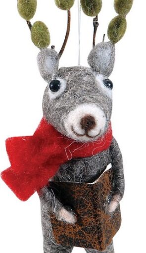 Πάνινο Κρεμαστό Χριστουγεννιάτικο Στολίδι Ποντίκι 3 x 4 x 13 (h)cm