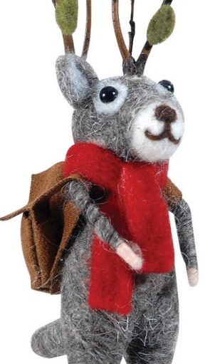 Πάνινο Κρεμαστό Χριστουγεννιάτικο Στολίδι Ποντίκι 8 x 4 x 13 (h)cm