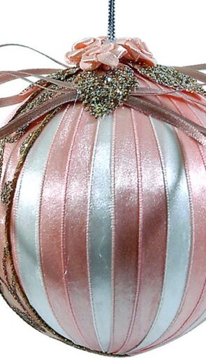 Ρόζ Λούτρινη Χριστουγεννιάτικη Μπάλα 11cm