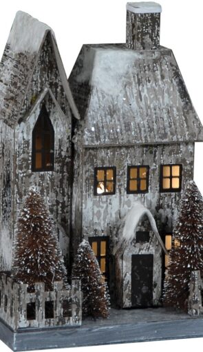 Χάρτινο Διακοσμητικό Σπιτάκι με Led Φωτισμό Μπαταρίας ,28(H) x 20 x 15cm