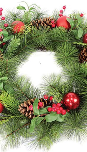 Στολισμένο Χριστουγεννιάτικο Στεφάνι 60cm