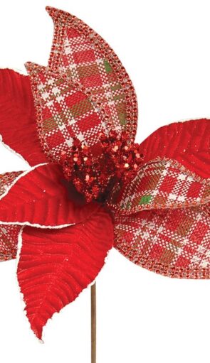 Πάνινο Χριστουγεννιάτικο Διακοσμητικό Λουλούδι 29cm