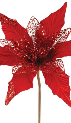 Χριστουγεννιάτικο Διακοσμητικό Λουλούδι 34cm