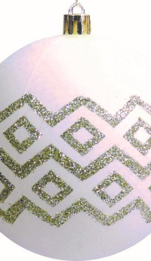 Λευκή Πλαστική Χριστουγεννιάτικη Μπάλα 8cm