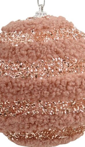 Ρόζ Λούτρινη Χριστουγεννιάτικη Μπάλα 8cm