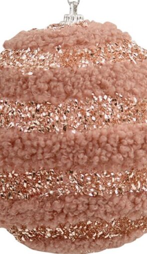 Ρόζ Λούτρινη Χριστουγεννιάτικη Μπάλα 10cm
