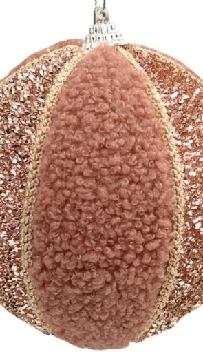 Ρόζ Λούτρινη Χριστουγεννιάτικη Μπάλα 10cm