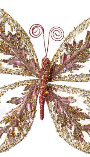 Ρόζ Κρεμαστά Χριστουγεννιάτικα Φτερά 20 x 28(h)cm