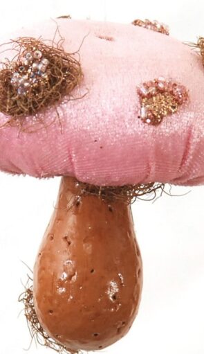 Ρόζ Χριστουγεννιάτικο Στολίδι Μανιτάρι 8 x 8cm