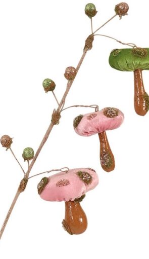 Χριστουγεννιάτικο Διακοσμητικό Κλαδί Με Μανιτάρια 15 x 60cm