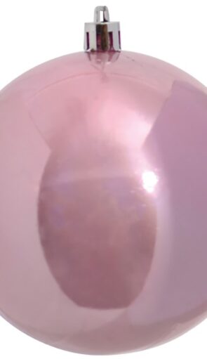 Ρόζ Γυαλιστερή Πλαστική Χριστουγεννιάτικη Μπάλα 8cm