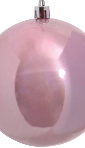 Ρόζ Γυαλιστερή Πλαστική Χριστουγεννιάτικη Μπάλα 10cm